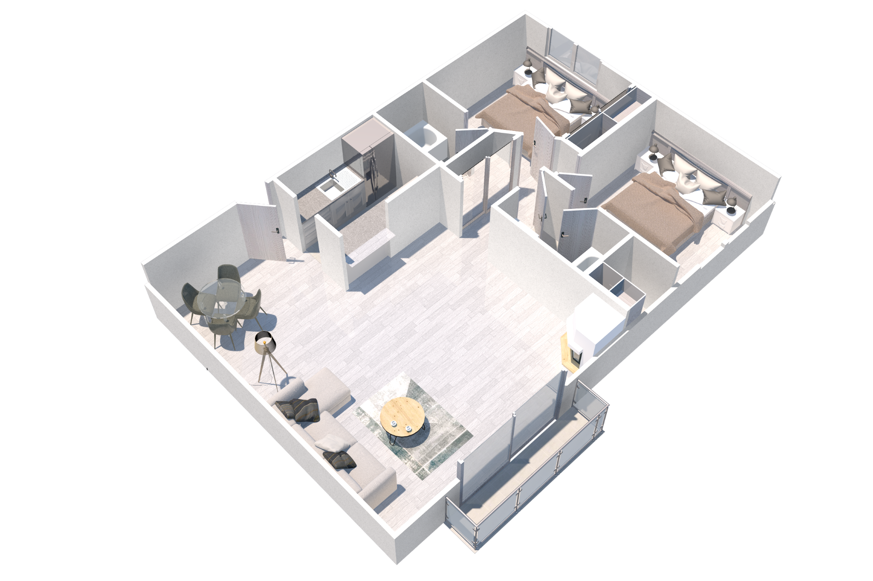 Two bedroom floorplan at the Parkview apartment in Lake Balboa, CA